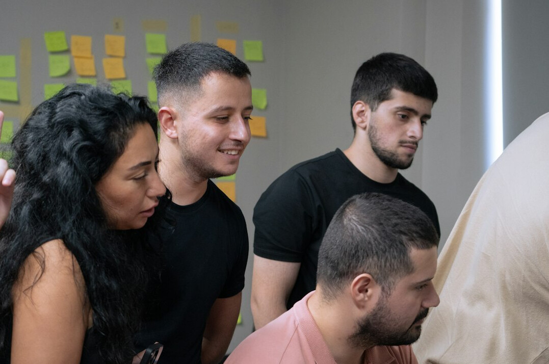 diverse people discussing