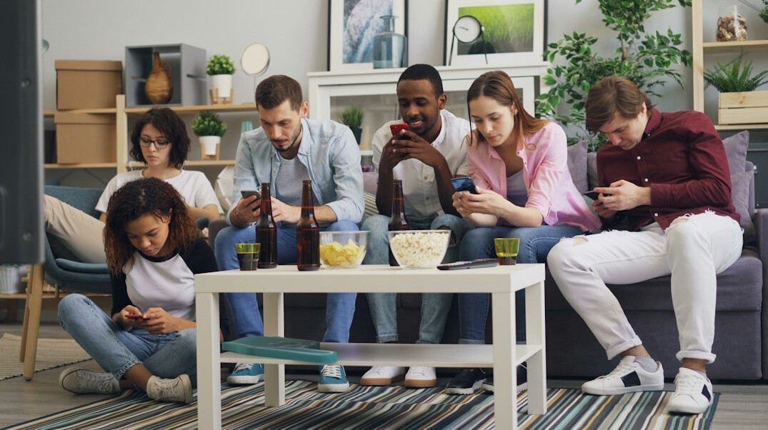 group of friends chatting online